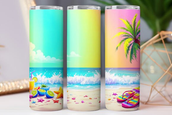 Download Summer Beach Tumbler Wrap 20oz Skinny - Summer beach tumbler Collection