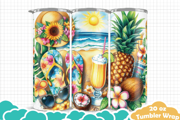 Download Flip Flop Summer Beach Tumbler Wrap - Summer beach tumbler Collection